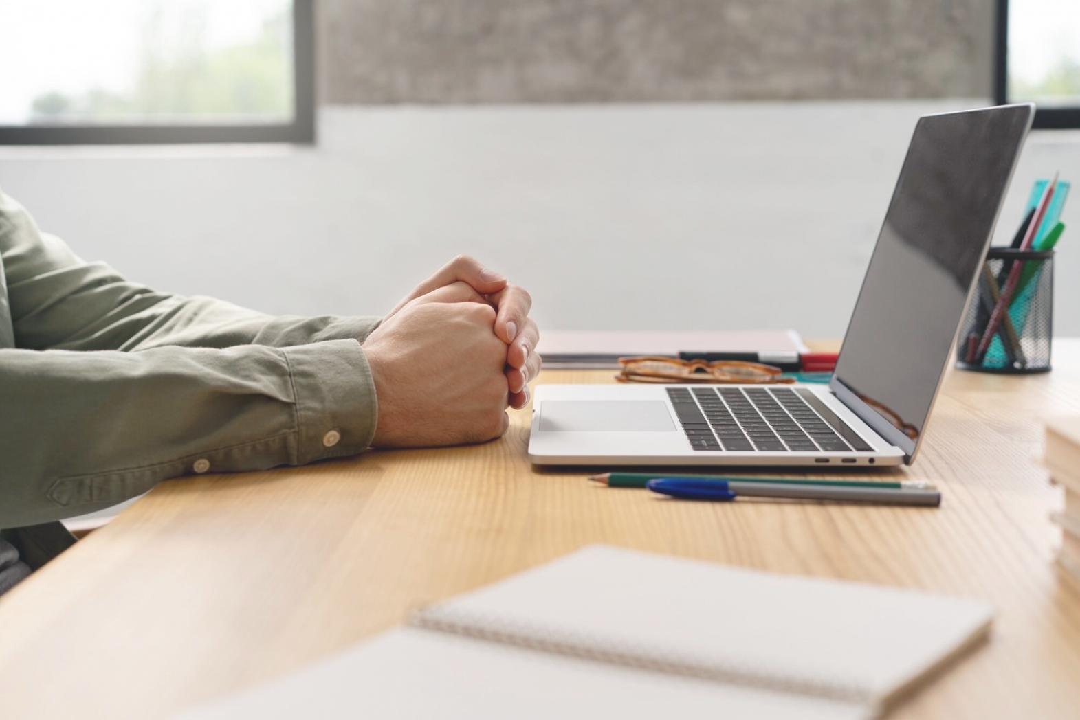 Financial planning workspace with calculator and documents